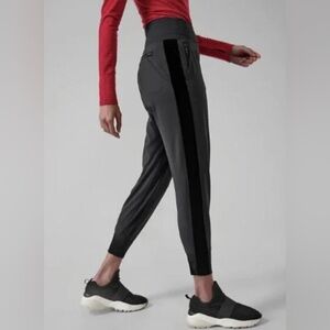 Athleta Venice Velvet Stripe Joggers Black - Size P/S